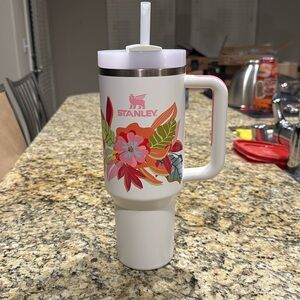 Floral white Stanley cup 40oz